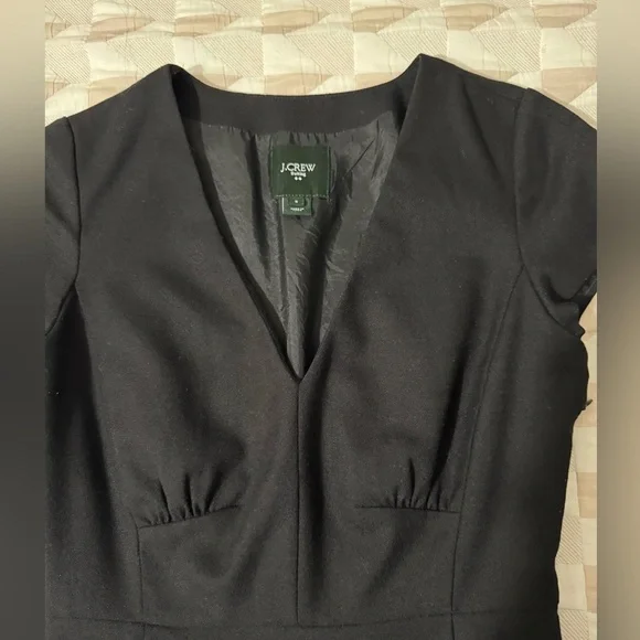 J. CREW Factory Suiting Wool Blend Black Sheath Career Dress Size 0 V Neck - Picture 10 of 11